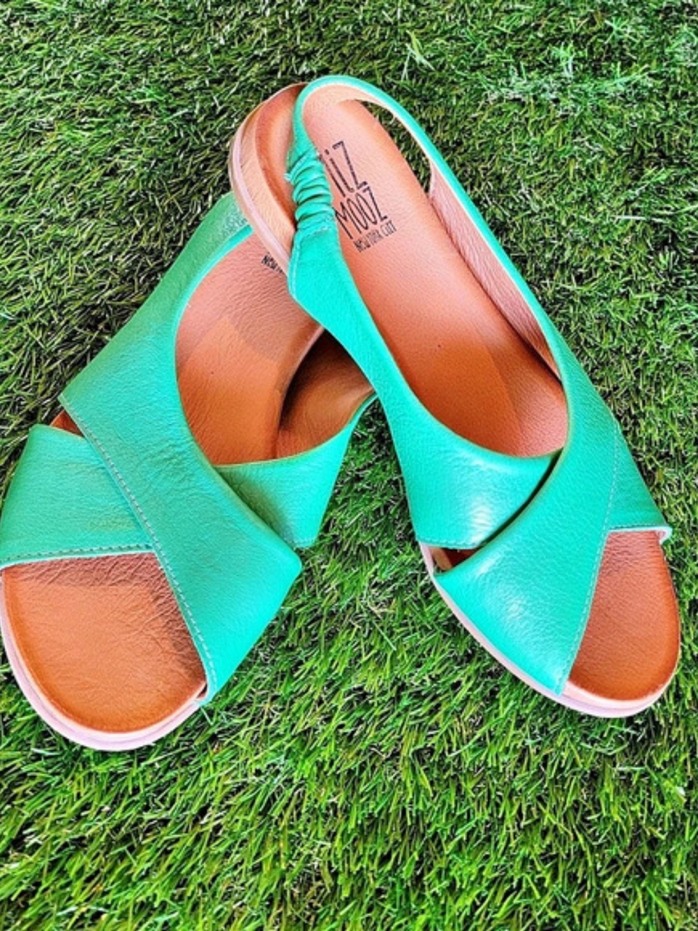 Miz Mooz Thayne Cross-Strap Sandals -Turquoise- 39